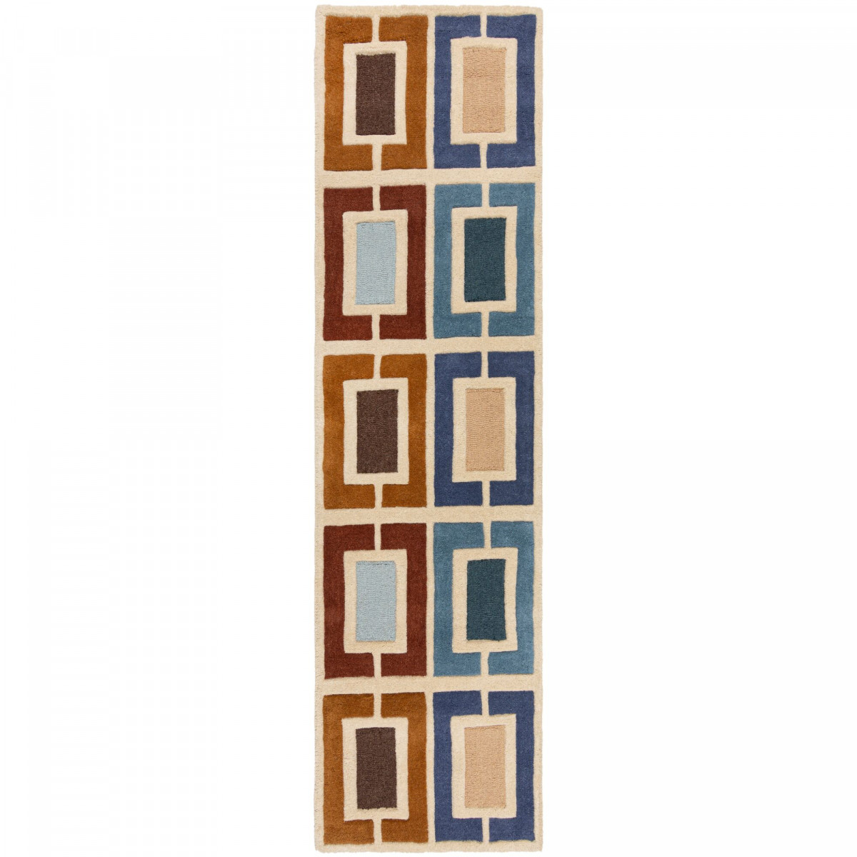 Ručně všívaný běhoun Illusion Retro Blocks Blue/Multi