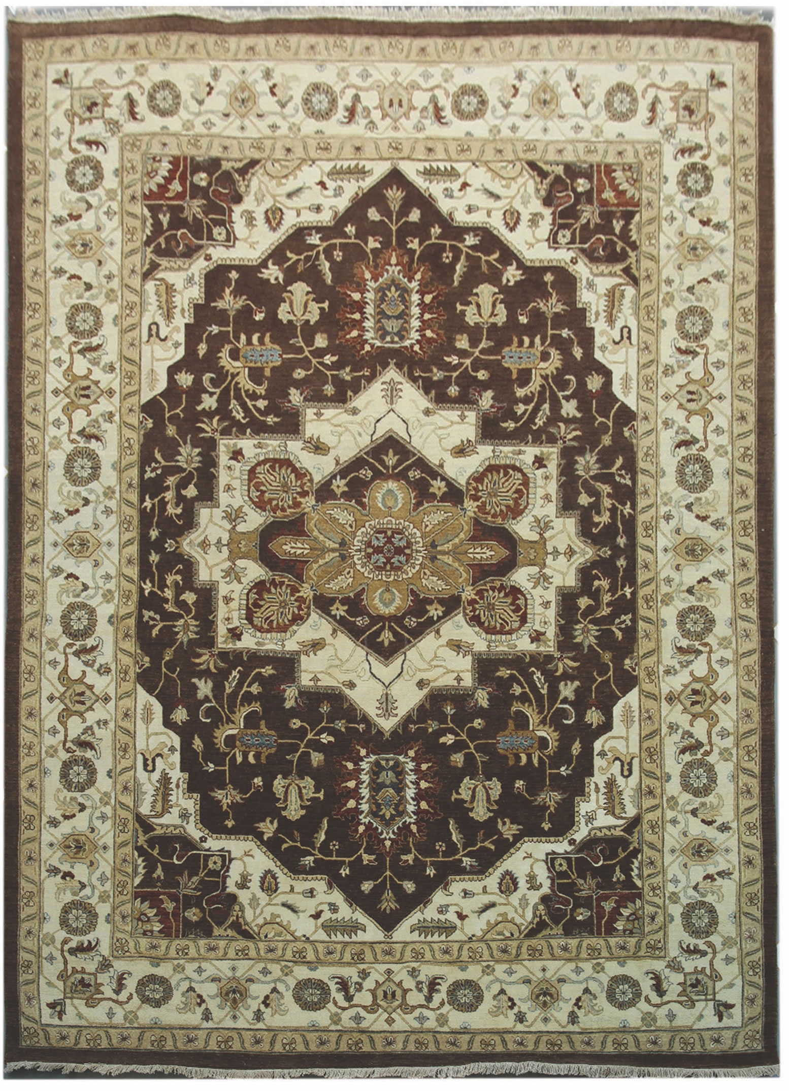 Diamond Carpets koberce Ručně vázaný kusový koberec Diamond DC-SIRAPI Brown/ivory - 305x425 cm