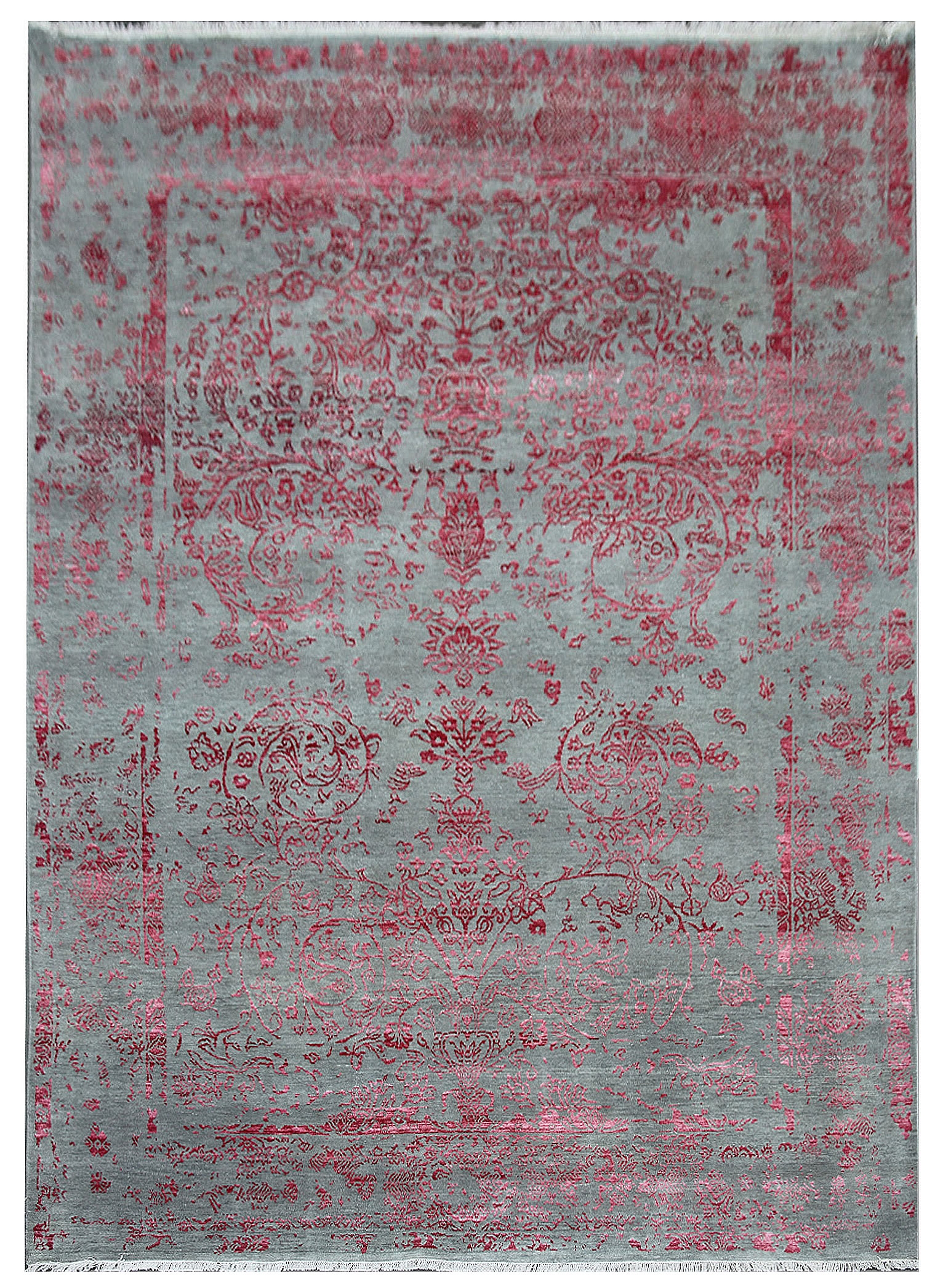 Diamond Carpets koberce Ručně vázaný kusový koberec Diamond DC-JK ROUND Silver/pink - 275x365 cm